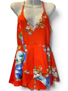 Forever 21 Red Floral Romper Dress